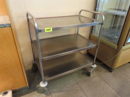1 Edelstahl-Servierwagen 3-etagig einfach -