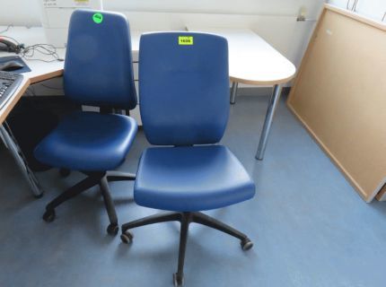 2 Bürodrehstühle Leder blau 1