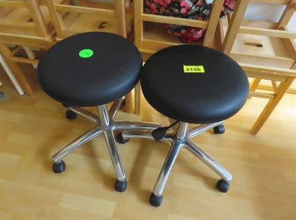 2 Arbeitsdrehhocker Leder schwarz -
