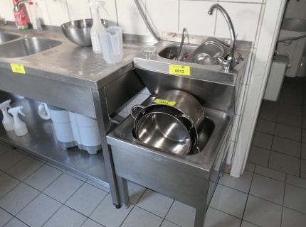 1 Doppelspül-Ausgussbecken Edelstahl