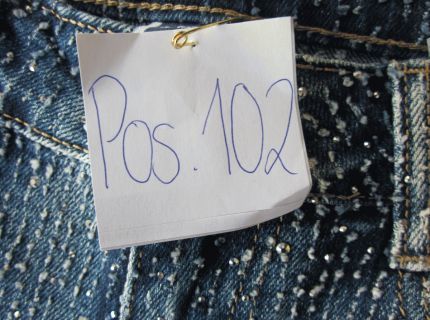 1 Hose Jeansoptik mit Glitzer
