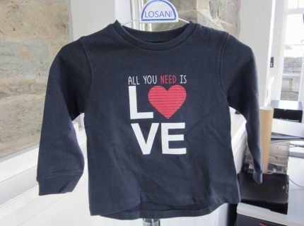 1 Pulli dunkelblau mit Aufdruck
