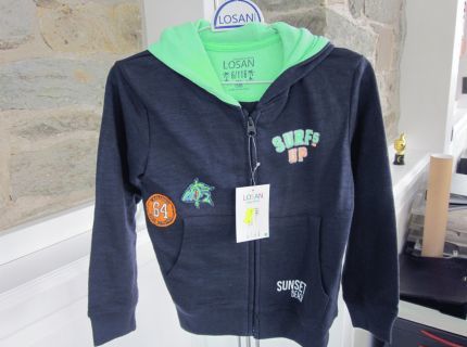 1 Kapuzenjacke blau mit grüner