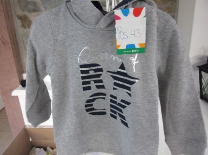 1 Kapuzenpulli grau mit Aufdruck