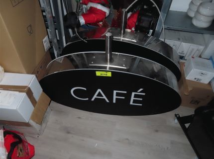 2 Werbeschild oval beleuchtet Aufschrift