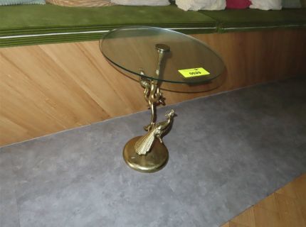 3 Beistelltisch mit Glasplatte rund