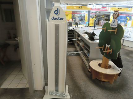 1 Verkaufs-/Hakenständer Aufschrift Deuter ca.