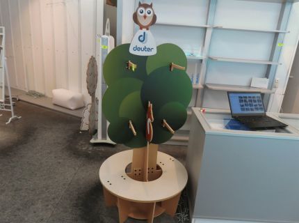 1 Verkaufsregal/Warenpräsen... Aufschrift Deuter Holz